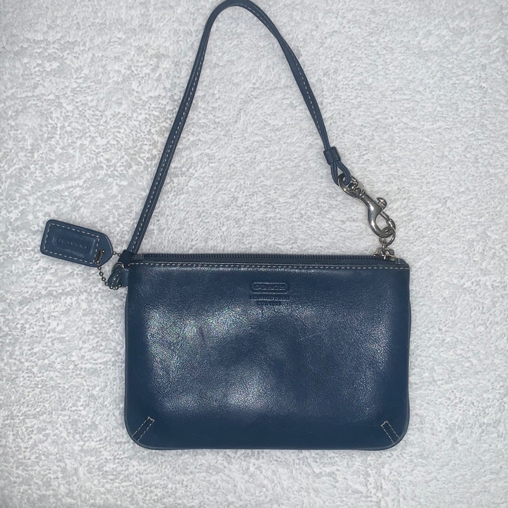 Vintage Coach Wristlet Blue. Some wear as seen in pics